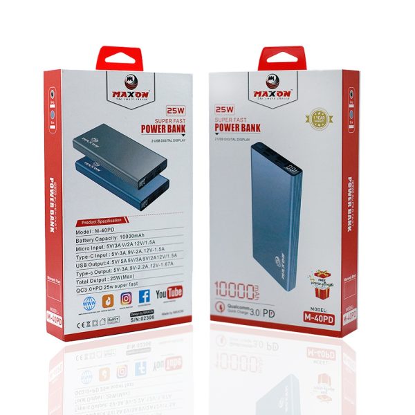 Maxon M-40 Pd 10000 Mah Super Fast Power Bank
